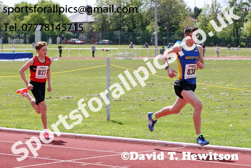 Boys under-15s 3000 metres, 2019 North Eastern Track and Field Champs., Middlesbrough. Photo:  David T. Hewitson/Sports for All Pics